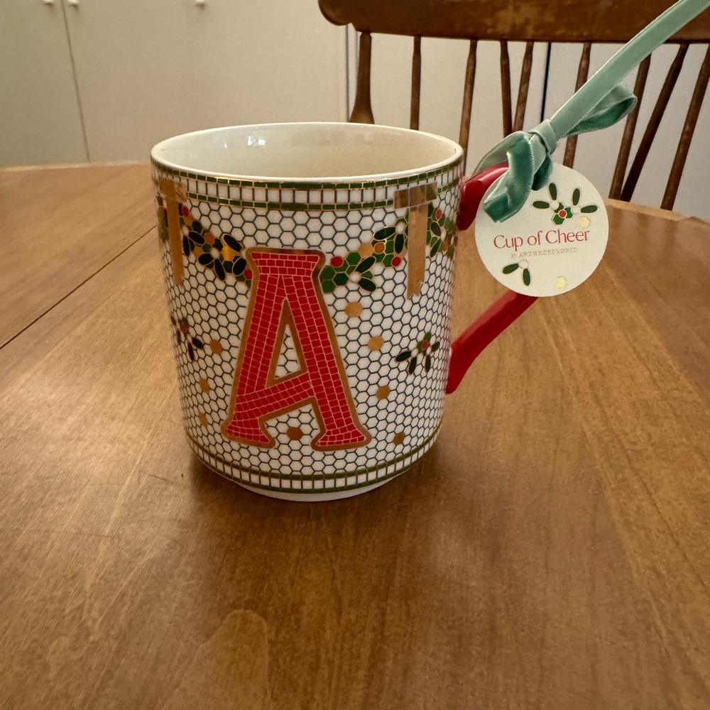 Anthropologie Cup of Cheer “A” Initial Mug